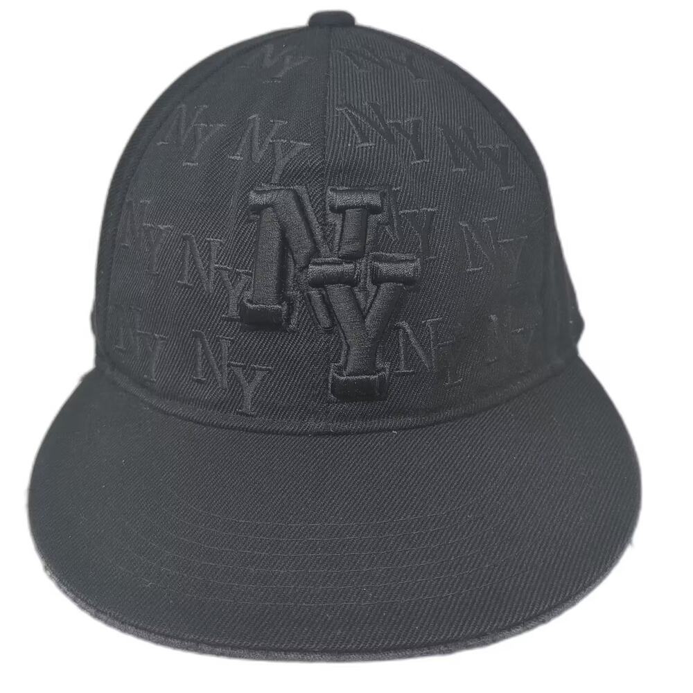 Steps Baseball Cap Hat Black L All Over Print NY New York Embroidered Fitted
